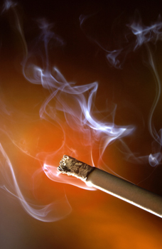 A burning cigarette