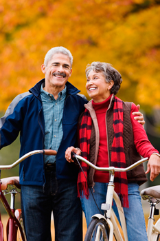 Man and woman with bicycles