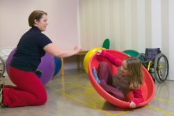 therapist working with a child