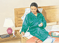 Woman checking blood sugar