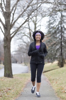 Woman jogging in cold weather