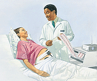 Woman taking ultrasound test