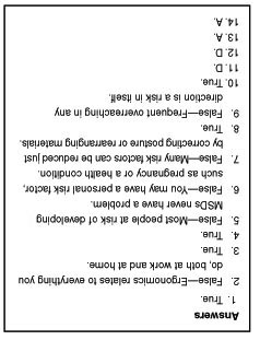 Ergonomics And Msds Quiz Saint Luke S Health System