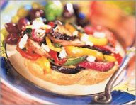 Greek roasted-vegetable sandwich
