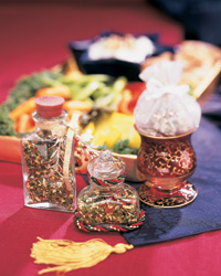 Jars of spices for making vegetable dip mix