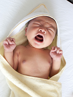 A newborn baby crying